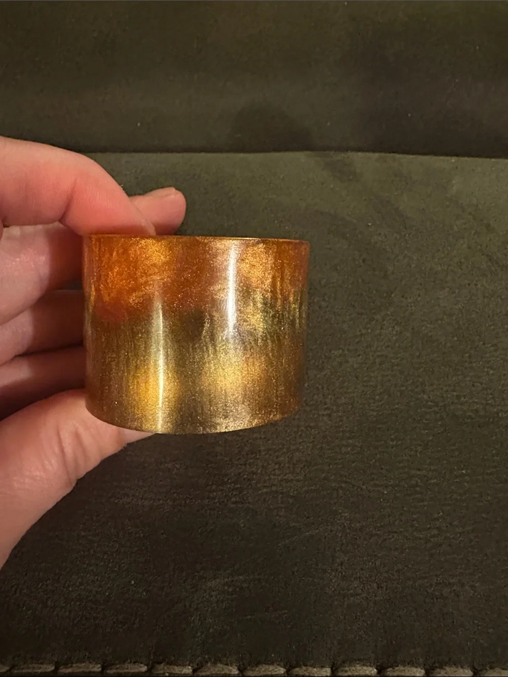 Amber Orange Resin Tea Light Candle Holder